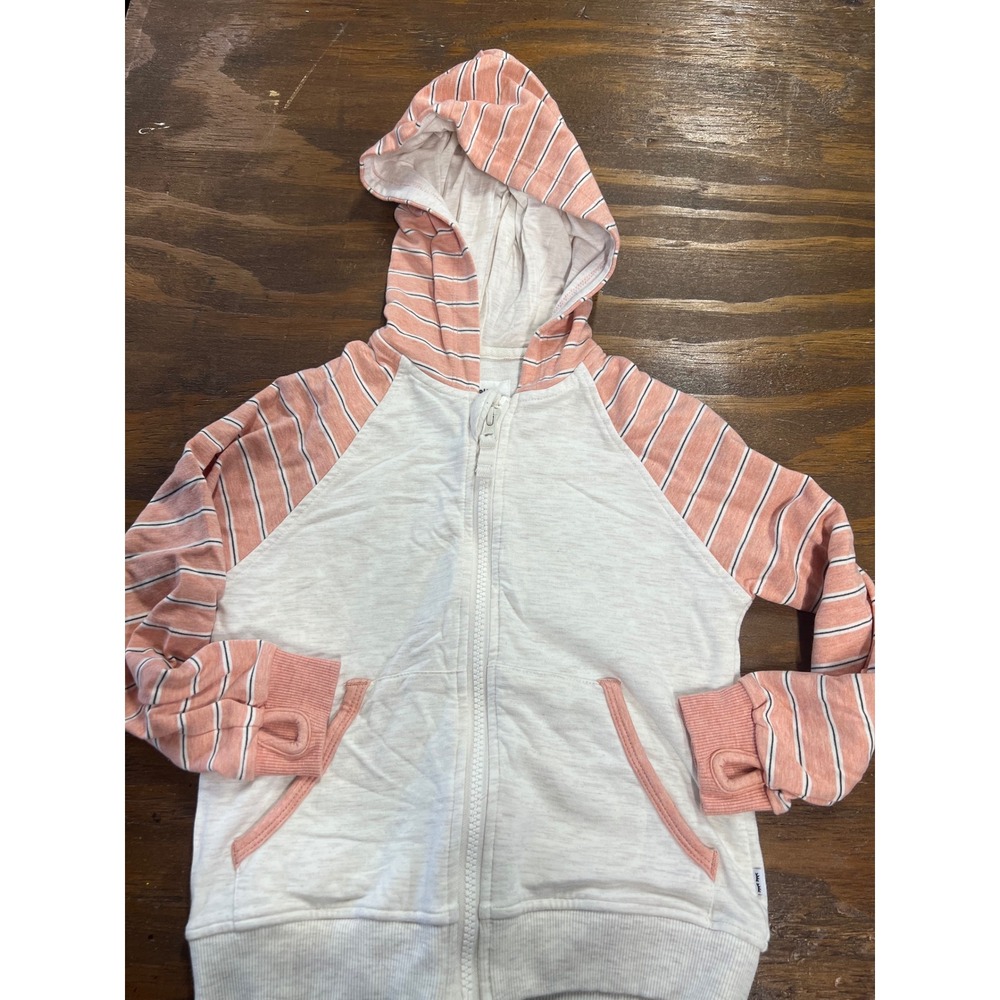 Little Sleepies Play Zip Up Hoodie 4T Peach Cream Striped Soluxe Bamboo Terry